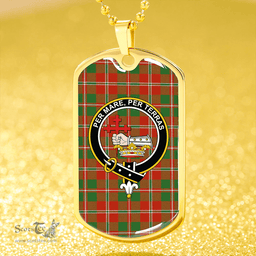 ScottishPlaid MacDonald of Glenaladale (Donald of Glenaladale) 2006 Ancient Clan Tartan Dog Tag Necklace - Crest Classic Scottish Plaid Tartan Plaid