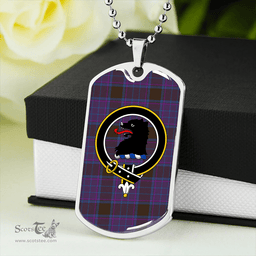 ScottishPlaid Phillips Modern Clan Tartan Dog Tag Necklace - Crest Classic Scottish Plaid Tartan Plaid