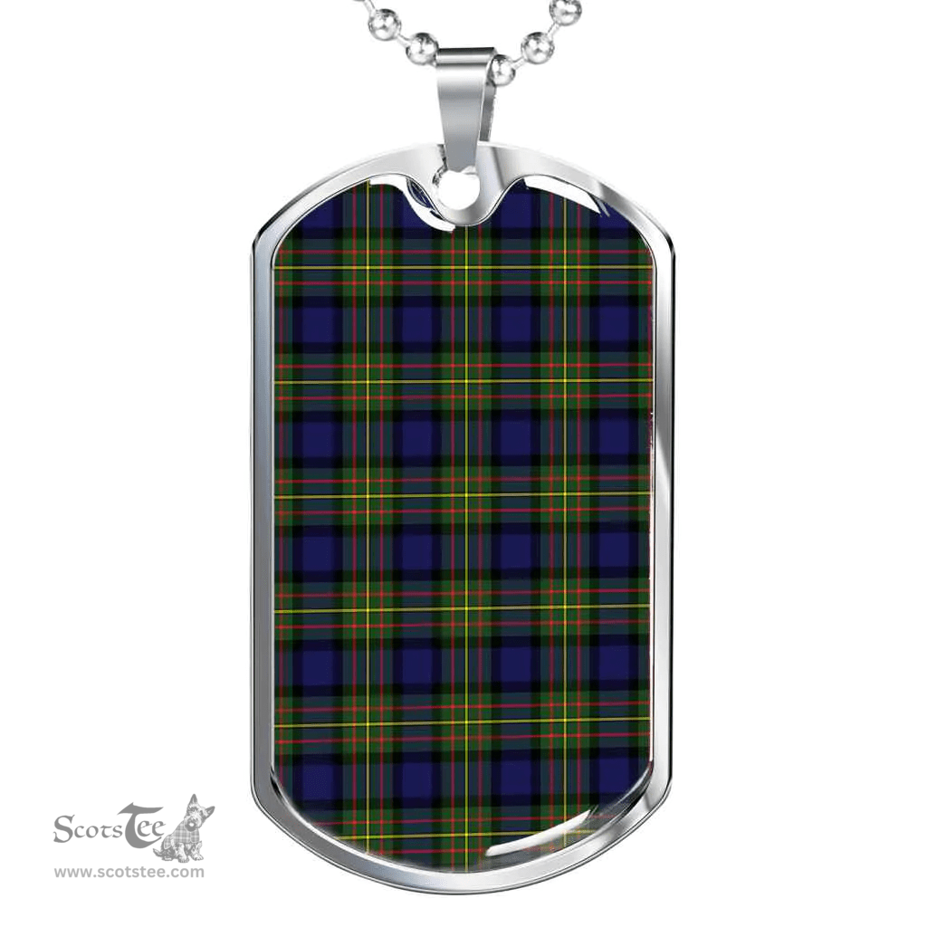 Scottish MacLaren Modern Clan Tartan Dog Tag Necklace - Classic Scottish Plaid Tartan Plaid