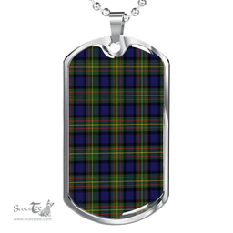 Scottish MacLaren Modern Clan Tartan Dog Tag Necklace - Classic Scottish Plaid Tartan Plaid
