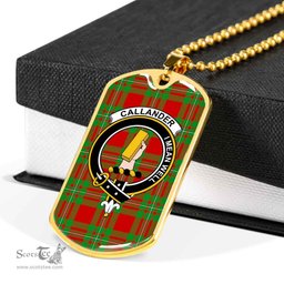 Scottish Callander Clan Tartan Dog Tag Necklace - Crest Classic Scottish Plaid Tartan Plaid