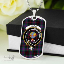 Scottish Nairn Clan Tartan Dog Tag Necklace - Crest Classic Scottish Plaid Tartan Plaid