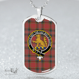 ScottishPlaid MacPherson Weathered Clan Tartan Dog Tag Necklace - Crest Classic Scottish Plaid Tartan Plaid