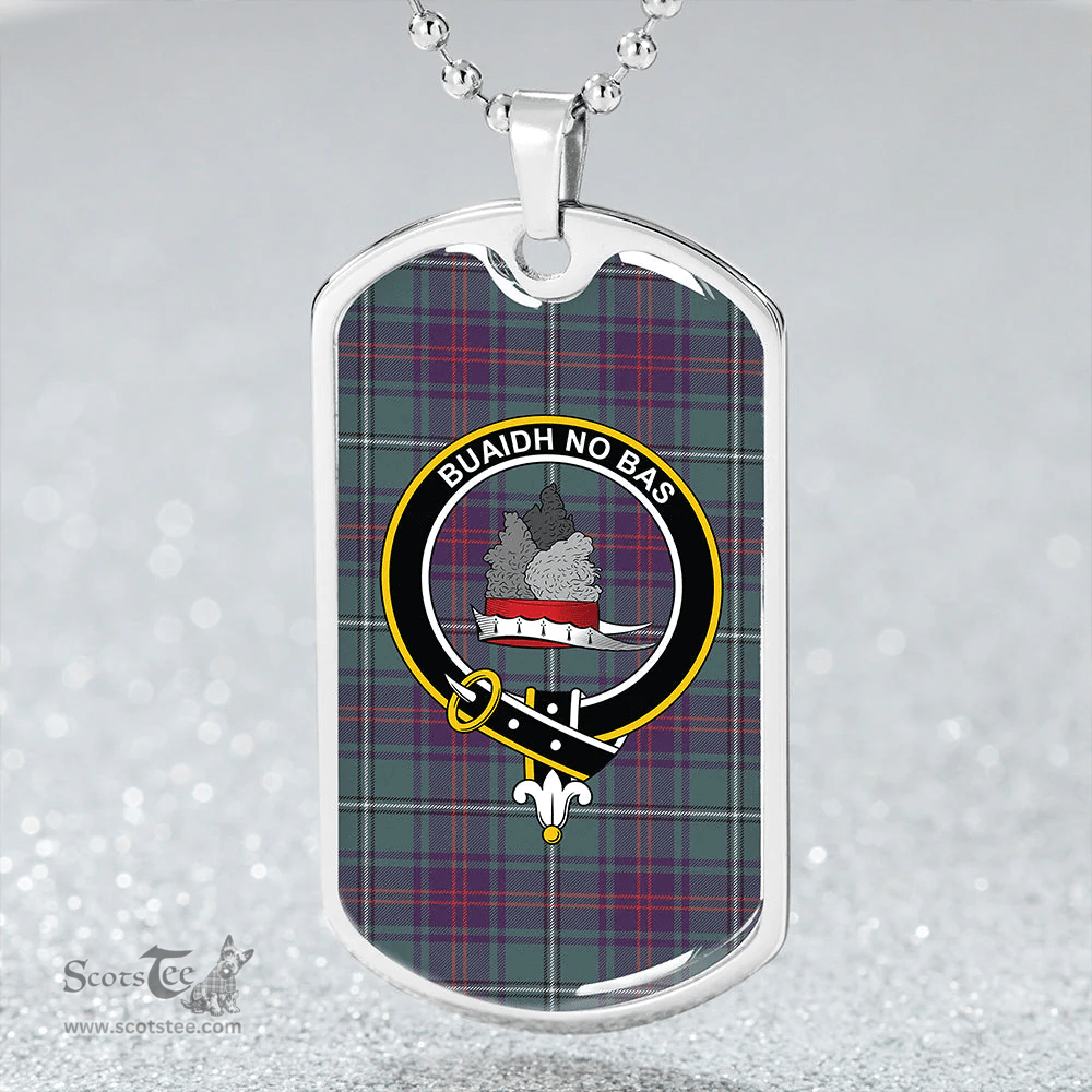 ScottishPlaid MacNeil of Barra (MacNeil/MacNeill) (Clans Originaux) Weathered Clan Tartan Dog Tag Necklace - Crest Classic Scottish Plaid Tartan Plaid