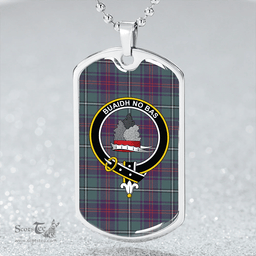 ScottishPlaid MacNeil of Barra (MacNeil/MacNeill) (Clans Originaux) Weathered Clan Tartan Dog Tag Necklace - Crest Classic Scottish Plaid Tartan Plaid