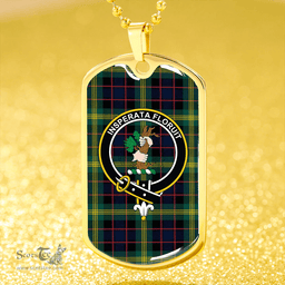 ScottishPlaid Watson (Wate/Watt) Modern Clan Tartan Dog Tag Necklace - Crest Classic Scottish Plaid Tartan Plaid