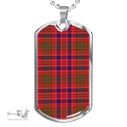 Scottish Lumsden Modern Clan Tartan Dog Tag Necklace - Classic Scottish Plaid Tartan Plaid