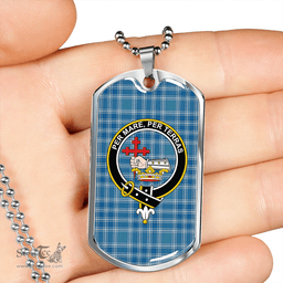 ScottishPlaid MacDonald Lord of the Isles Hunting Blue (Donald Lord of the Isles Hunting Blue) Ancient Clan Tartan Dog Tag Necklace - Crest Classic Scottish Plaid Tartan Plaid