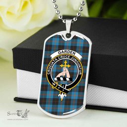 Scottish Garden Clan Tartan Dog Tag Necklace - Crest Classic Scottish Plaid Tartan Plaid