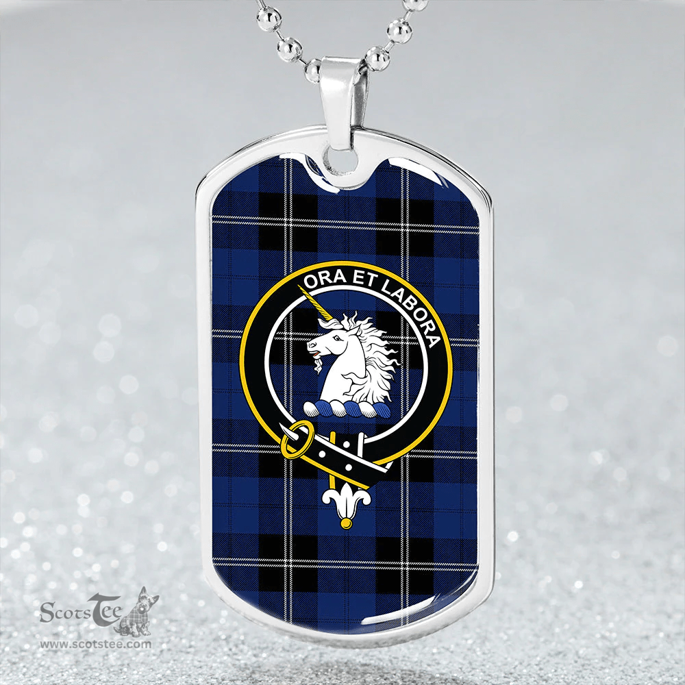 ScottishPlaid Ramsay Blue Modern Clan Tartan Dog Tag Necklace - Crest Classic Scottish Plaid Tartan Plaid