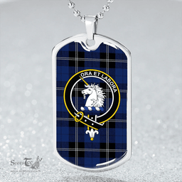 ScottishPlaid Ramsay Blue Modern Clan Tartan Dog Tag Necklace - Crest Classic Scottish Plaid Tartan Plaid