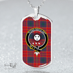 ScottishPlaid Pitcairn Heritage Modern Clan Tartan Dog Tag Necklace - Crest Classic Scottish Plaid Tartan Plaid