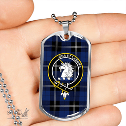 ScottishPlaid Ramsay Blue Modern Clan Tartan Dog Tag Necklace - Crest Classic Scottish Plaid Tartan Plaid