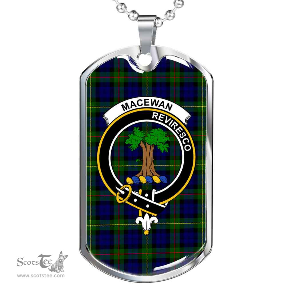 Scottish MacEwen Clan Tartan Dog Tag Necklace - Crest Classic Scottish Plaid Tartan Plaid