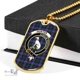 Scottish Hunter Clan Tartan Dog Tag Necklace - Crest Classic Scottish Plaid Tartan Plaid