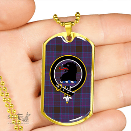 ScottishPlaid Phillips Modern Clan Tartan Dog Tag Necklace - Crest Classic Scottish Plaid Tartan Plaid