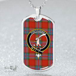 ScottishPlaid MacRae of Ardentoul Ancient Clan Tartan Dog Tag Necklace - Crest Classic Scottish Plaid Tartan Plaid