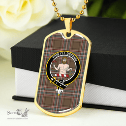 ScottishPlaid MacFarlane Hunting Weathered Clan Tartan Dog Tag Necklace - Crest Classic Scottish Plaid Tartan Plaid