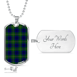 Scottish Johnston Modern Clan Tartan Dog Tag Necklace - Classic Scottish Plaid Tartan Plaid
