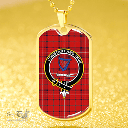 ScottishPlaid Rose Modern Clan Tartan Dog Tag Necklace - Crest Classic Scottish Plaid Tartan Plaid