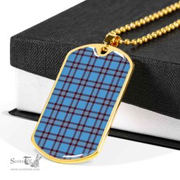 Scottish Elliot Ancient Clan Tartan Dog Tag Necklace - Classic Scottish Plaid Tartan Plaid