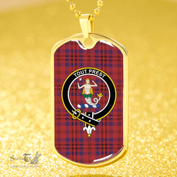 ScottishPlaid Murray of Abercairney James #2 (Murray of Abercairney; James #2) Weathered Clan Tartan Dog Tag Necklace - Crest Classic Scottish Plaid Tartan Plaid