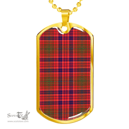 Scottish Lumsden Modern Clan Tartan Dog Tag Necklace - Classic Scottish Plaid Tartan Plaid