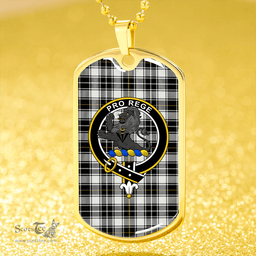 ScottishPlaid MacFie of Colonsay Dress (MacPhee of Colonsay Dress) Ancient Clan Tartan Dog Tag Necklace - Crest Classic Scottish Plaid Tartan Plaid