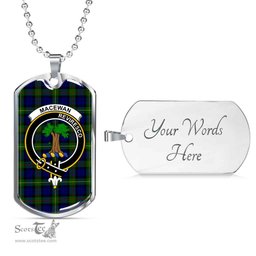 Scottish MacEwen Clan Tartan Dog Tag Necklace - Crest Classic Scottish Plaid Tartan Plaid