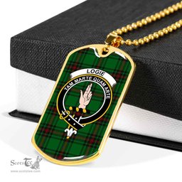 Scottish Logie Clan Tartan Dog Tag Necklace - Crest Classic Scottish Plaid Tartan Plaid