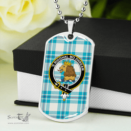 ScottishPlaid MacGregor Dress Turquoise (Gregor Dress Turquoise) Clan Tartan Dog Tag Necklace - Crest Classic Scottish Plaid Tartan Plaid
