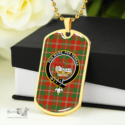 ScottishPlaid MacDonald of Glenaladale (Donald of Glenaladale) 2006 Ancient Clan Tartan Dog Tag Necklace - Crest Classic Scottish Plaid Tartan Plaid