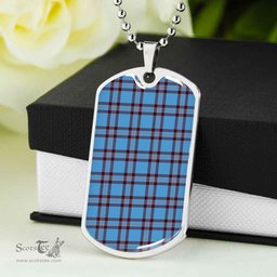 Scottish Elliot Ancient Clan Tartan Dog Tag Necklace - Classic Scottish Plaid Tartan Plaid