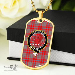 ScottishPlaid Moubray Clan Tartan Dog Tag Necklace - Crest Classic Scottish Plaid Tartan Plaid