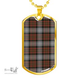 Scottish MacRae Hunting Weathered Clan Tartan Dog Tag Necklace - Classic Scottish Plaid Tartan Plaid