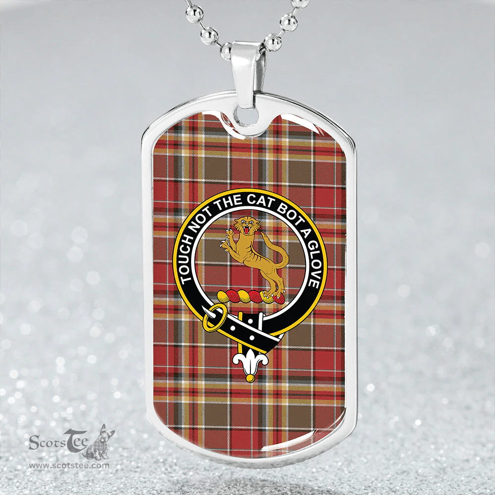 ScottishPlaid MacGlashan Weathered Clan Tartan Dog Tag Necklace - Crest Classic Scottish Plaid Tartan Plaid