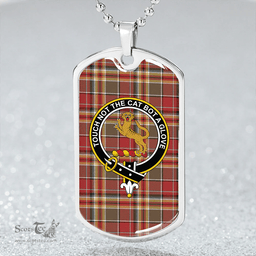 ScottishPlaid MacGlashan Weathered Clan Tartan Dog Tag Necklace - Crest Classic Scottish Plaid Tartan Plaid