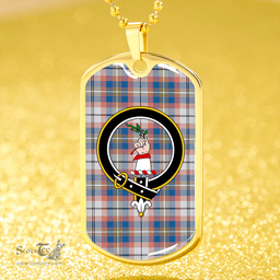 ScottishPlaid Oliver Pink Dress Ancient Clan Tartan Dog Tag Necklace - Crest Classic Scottish Plaid Tartan Plaid