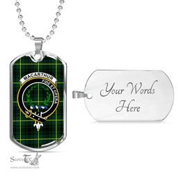 Scottish MacArthur Clan Tartan Dog Tag Necklace - Crest Classic Scottish Plaid Tartan Plaid