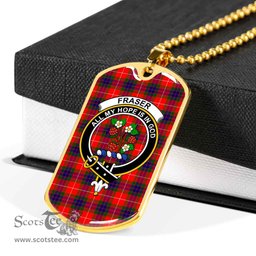 Scottish Fraser Clan Tartan Dog Tag Necklace - Crest Classic Scottish Plaid Tartan Plaid
