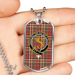 ScottishPlaid MacGlashan Weathered Clan Tartan Dog Tag Necklace - Crest Classic Scottish Plaid Tartan Plaid