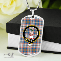 ScottishPlaid Oliver Pink Dress Ancient Clan Tartan Dog Tag Necklace - Crest Classic Scottish Plaid Tartan Plaid