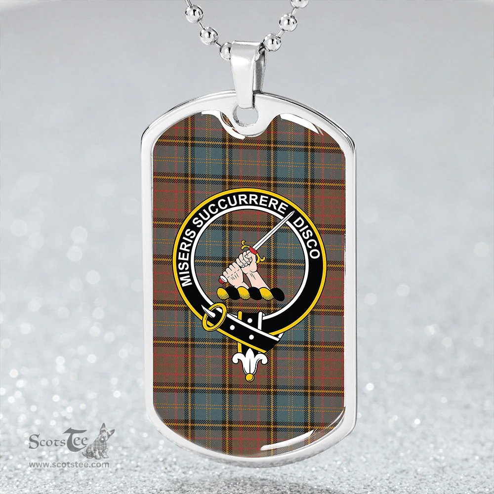 ScottishPlaid MacMillan Hunting Weathered Clan Tartan Dog Tag Necklace - Crest Classic Scottish Plaid Tartan Plaid