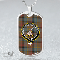 ScottishPlaid MacMillan Hunting Weathered Clan Tartan Dog Tag Necklace - Crest Classic Scottish Plaid Tartan Plaid