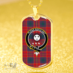 ScottishPlaid Pitcairn Heritage Modern Clan Tartan Dog Tag Necklace - Crest Classic Scottish Plaid Tartan Plaid
