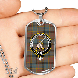 ScottishPlaid MacMillan Hunting Weathered Clan Tartan Dog Tag Necklace - Crest Classic Scottish Plaid Tartan Plaid