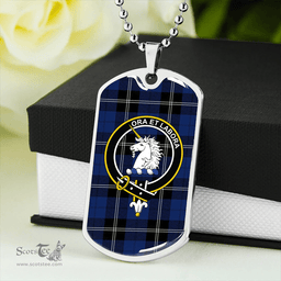 ScottishPlaid Ramsay Blue Modern Clan Tartan Dog Tag Necklace - Crest Classic Scottish Plaid Tartan Plaid