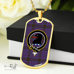 ScottishPlaid Phillips Modern Clan Tartan Dog Tag Necklace - Crest Classic Scottish Plaid Tartan Plaid