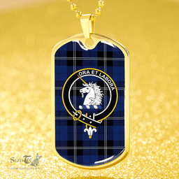 ScottishPlaid Ramsay Blue Modern Clan Tartan Dog Tag Necklace - Crest Classic Scottish Plaid Tartan Plaid