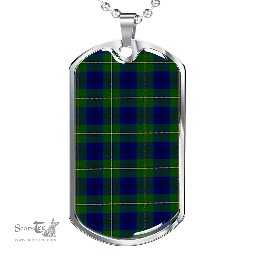 Scottish Johnston Modern Clan Tartan Dog Tag Necklace - Classic Scottish Plaid Tartan Plaid